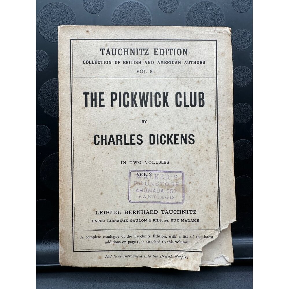 The Pickwick Club (1842) Charles Dickens Tauchnitz Edition